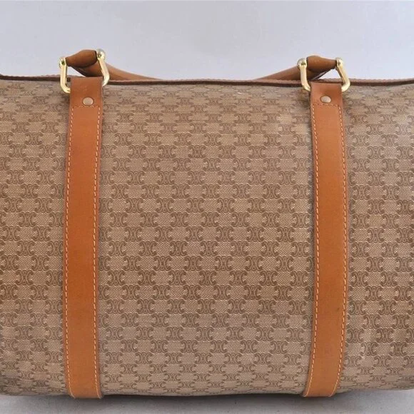 CELINE Vintage Macadam Blason Pattern Hand Boston Bag PVC Leather Beige … - Picture 2 of 12